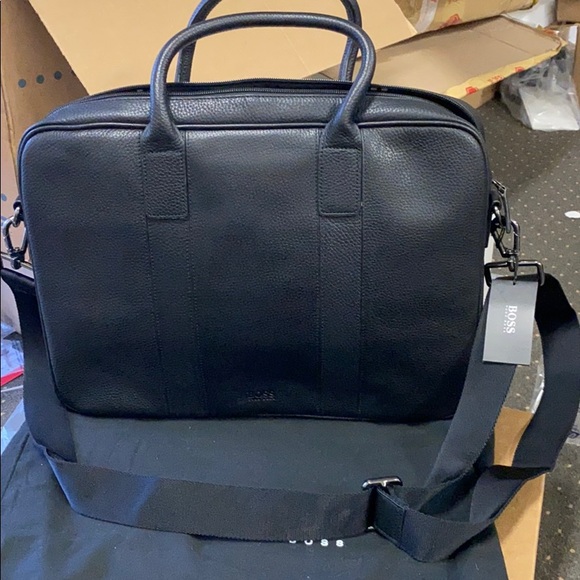 hugo boss computer bag leather